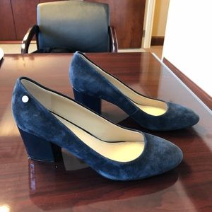 Calvin Klein suede navy round toe heels